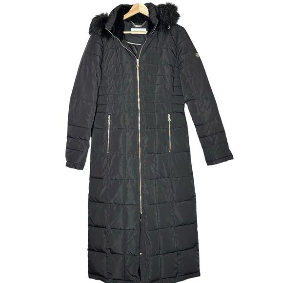 Calvin Klein Faux Fur Hooded Long Quilted Puffer Women's Small